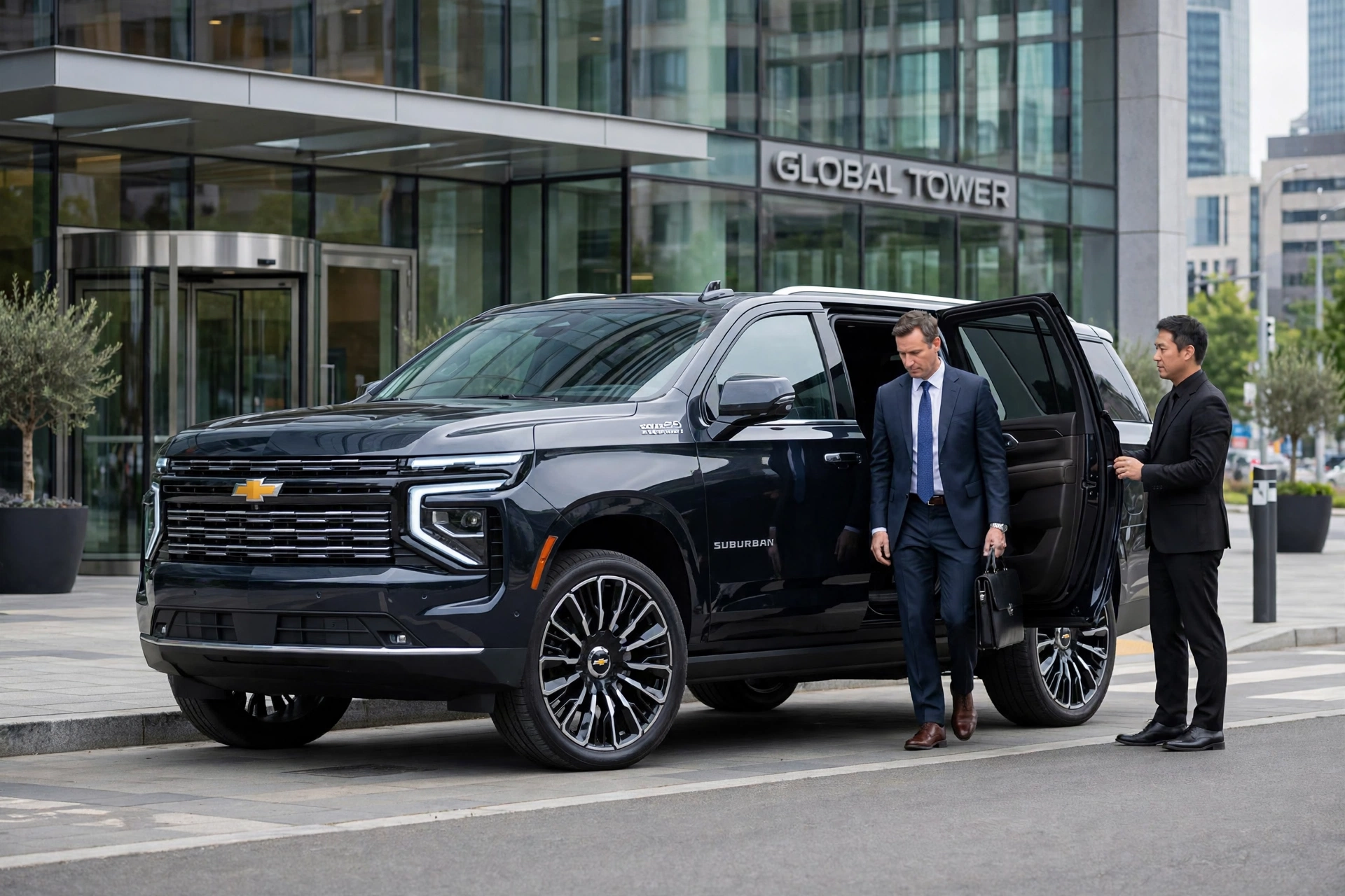 Professional black SUV ready for executive car service